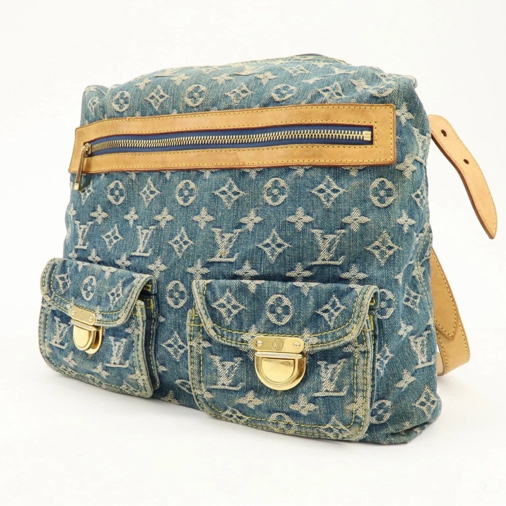 Louis Vuitton Monogram Denim Baggy GM Shoulder Bag Blue M95048 Auth Used F/S - Picture 3 of 9